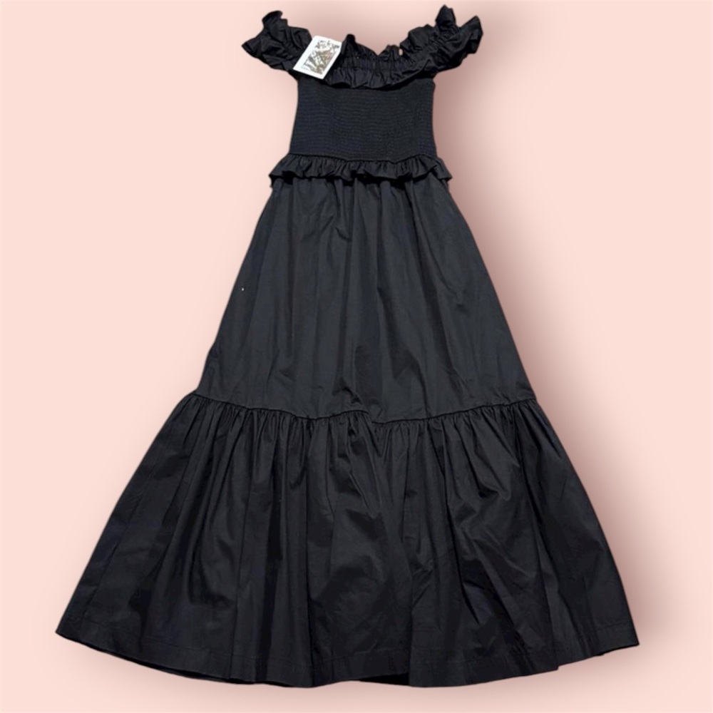 ✨HOST PICK✨ Caroline Constas Black Ruffled Smocked Maxi Dress size Large (NWT)